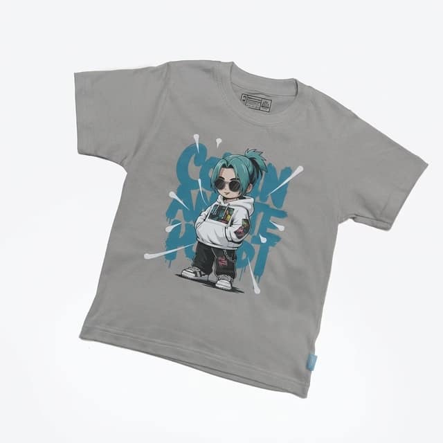 Kaos Anak Anime - warna Abu-abu