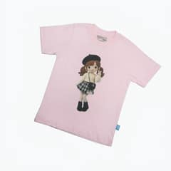 Kaos Boneka Gadis Beret - warna Pink