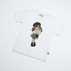Kaos Boneka Gadis Beret - warna Putih