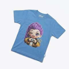 Kaos Boneka Rambut Ungu - warna Biru Muda