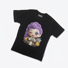 Kaos Boneka Rambut Ungu - warna Hitam