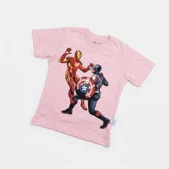 Kaos Iron Man dan Captain America - warna Pink