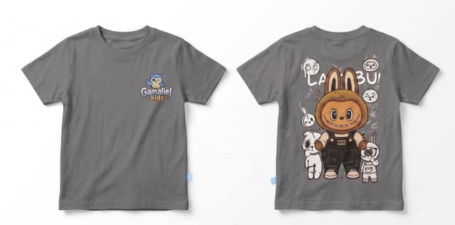 Kaos Labubu - warna Abu-abu