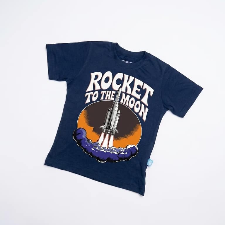 Kaos Roket ke Bulan - warna Navy