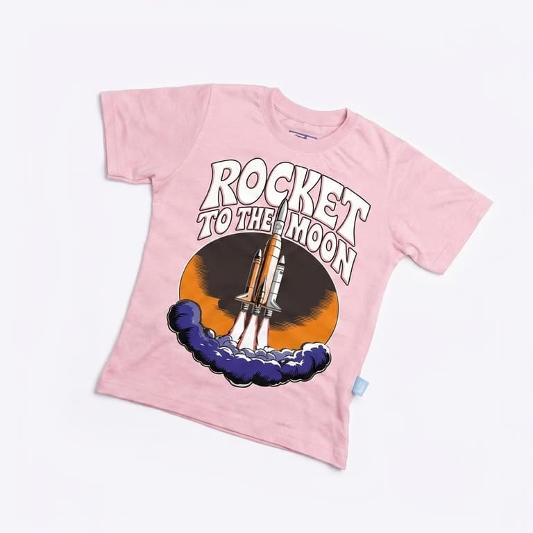 Kaos Roket ke Bulan - warna Pink