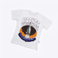 Kaos Roket ke Bulan - warna Putih