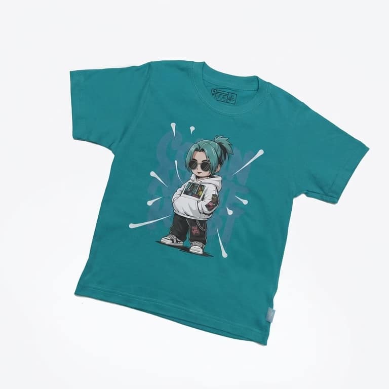 Kaos Anak Anime - warna Tosca