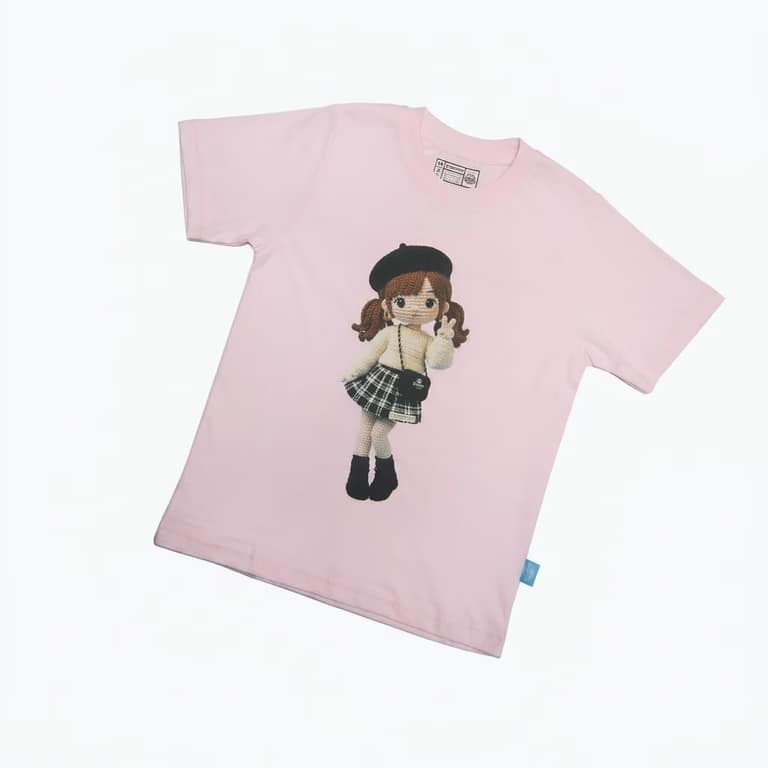 Kaos Boneka Gadis Beret - warna Pink