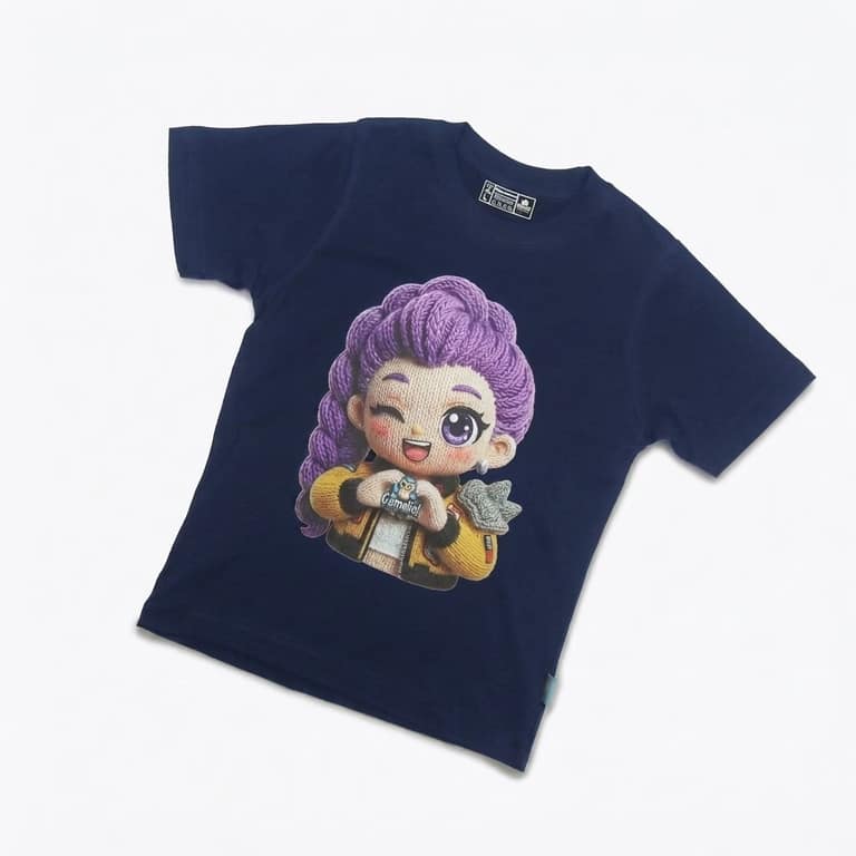 Kaos Boneka Rambut Ungu - warna Navy