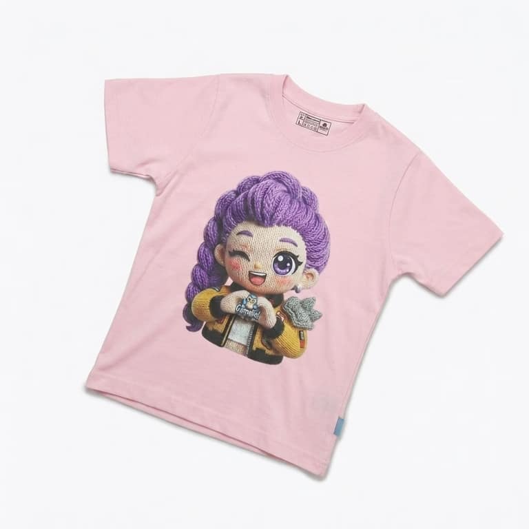 Kaos Boneka Rambut Ungu - warna Pink