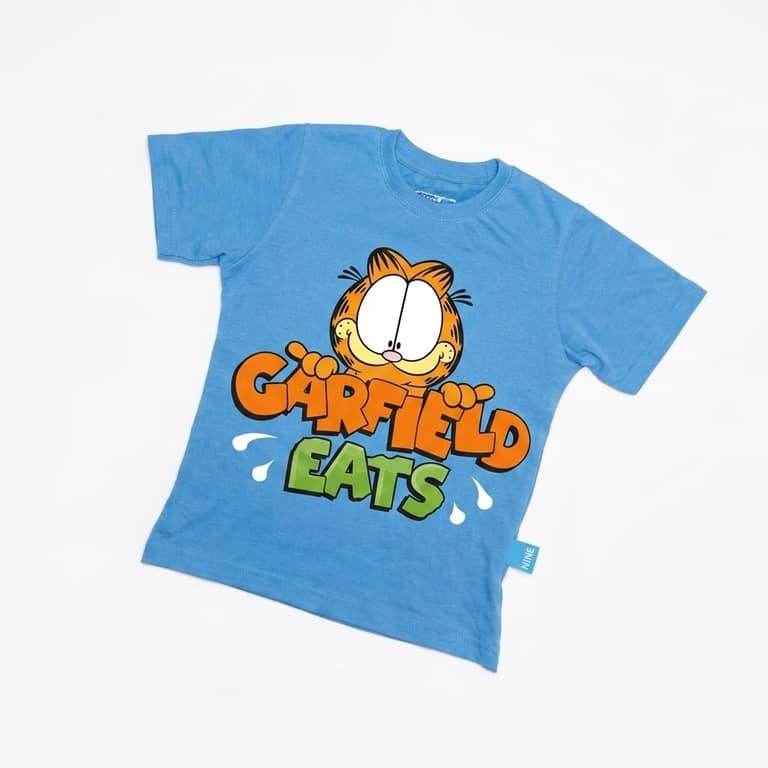 Kaos Garfield - warna Biru Muda