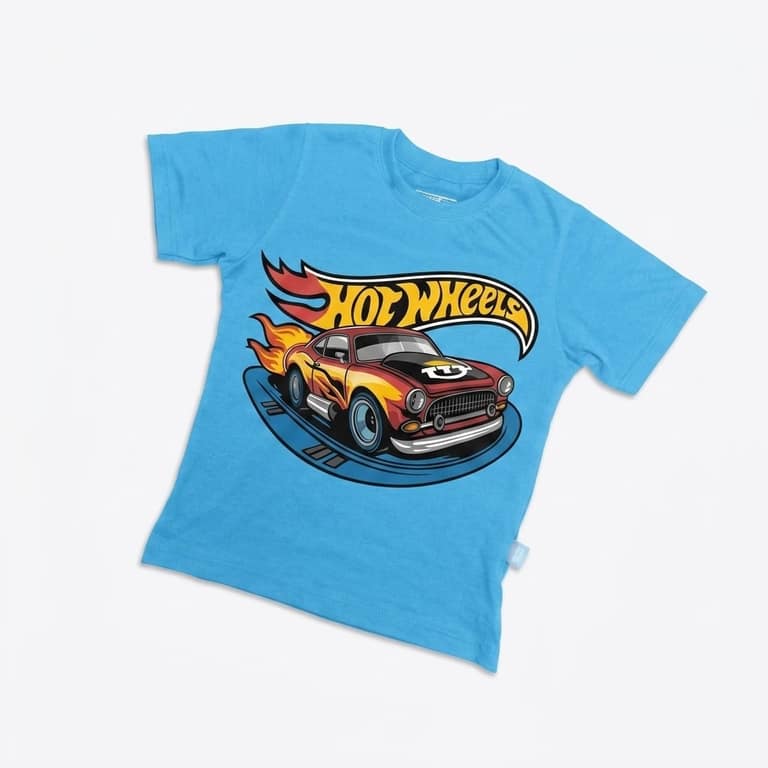 Kaos Hot Wheels - warna Biru Muda