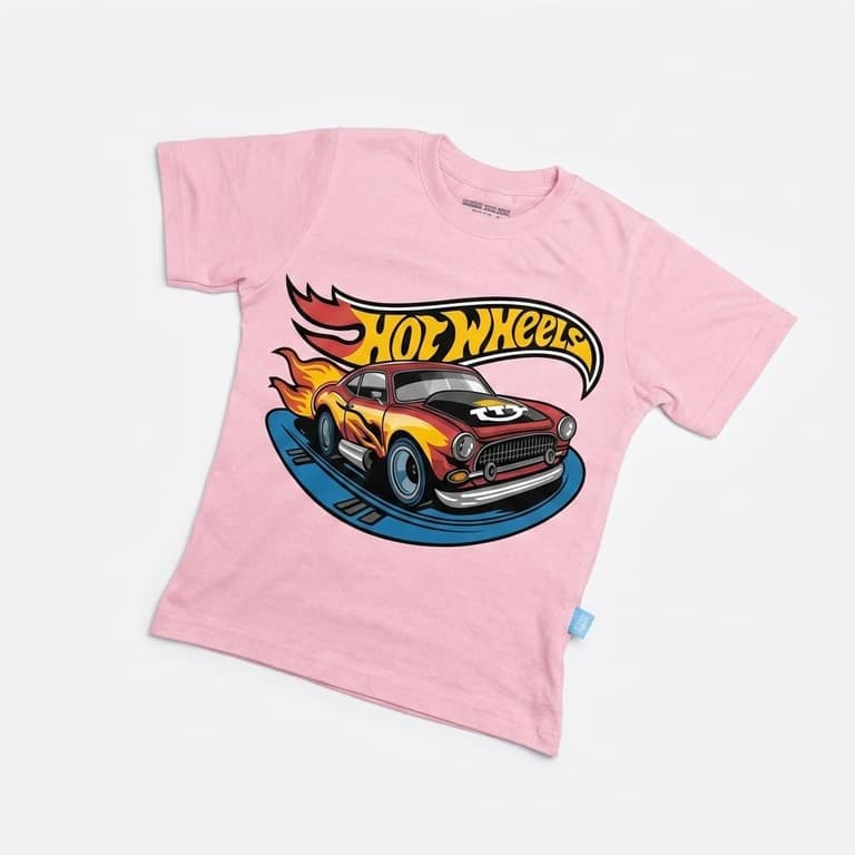 Kaos Hot Wheels - warna Pink