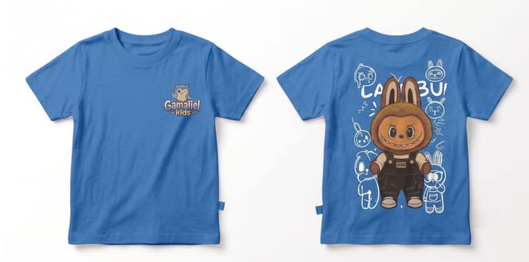 Kaos Labubu - warna Biru Muda