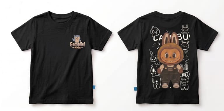 Kaos Labubu - warna Hitam