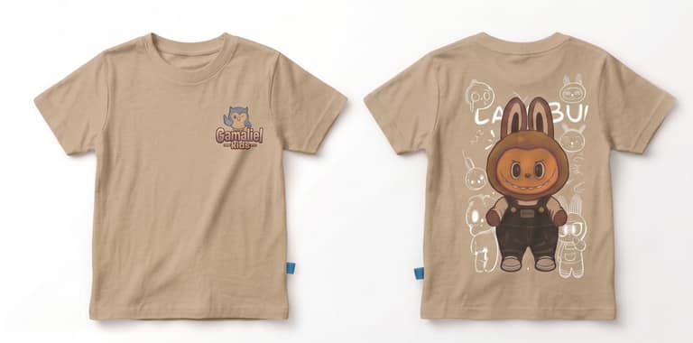Kaos Labubu - warna Krem