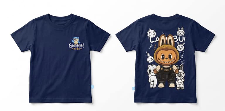 Kaos Labubu - warna Navy