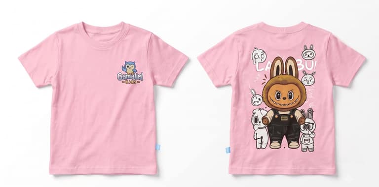 Kaos Labubu - warna Pink